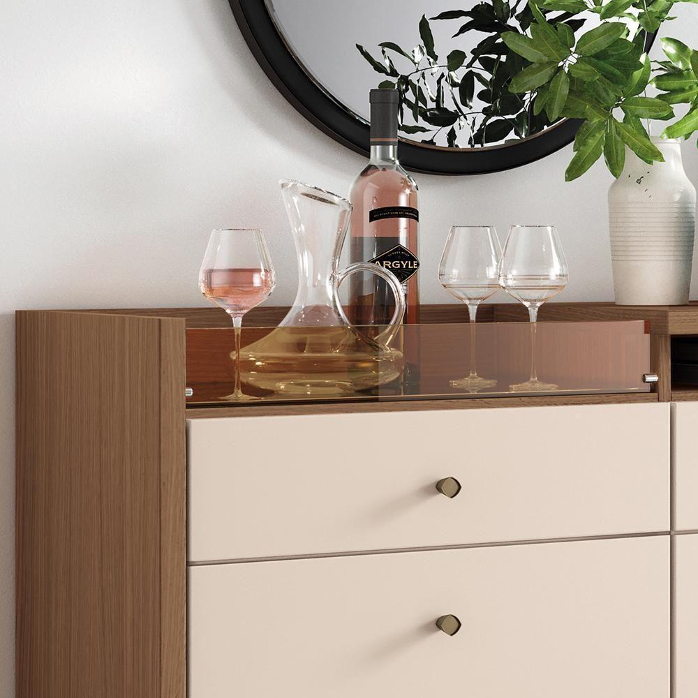 Buffet Aparador Sollare Com 2 Portas E 2 Gavetas Castanho-off White - Hb Móveis Castanho-off White - 3