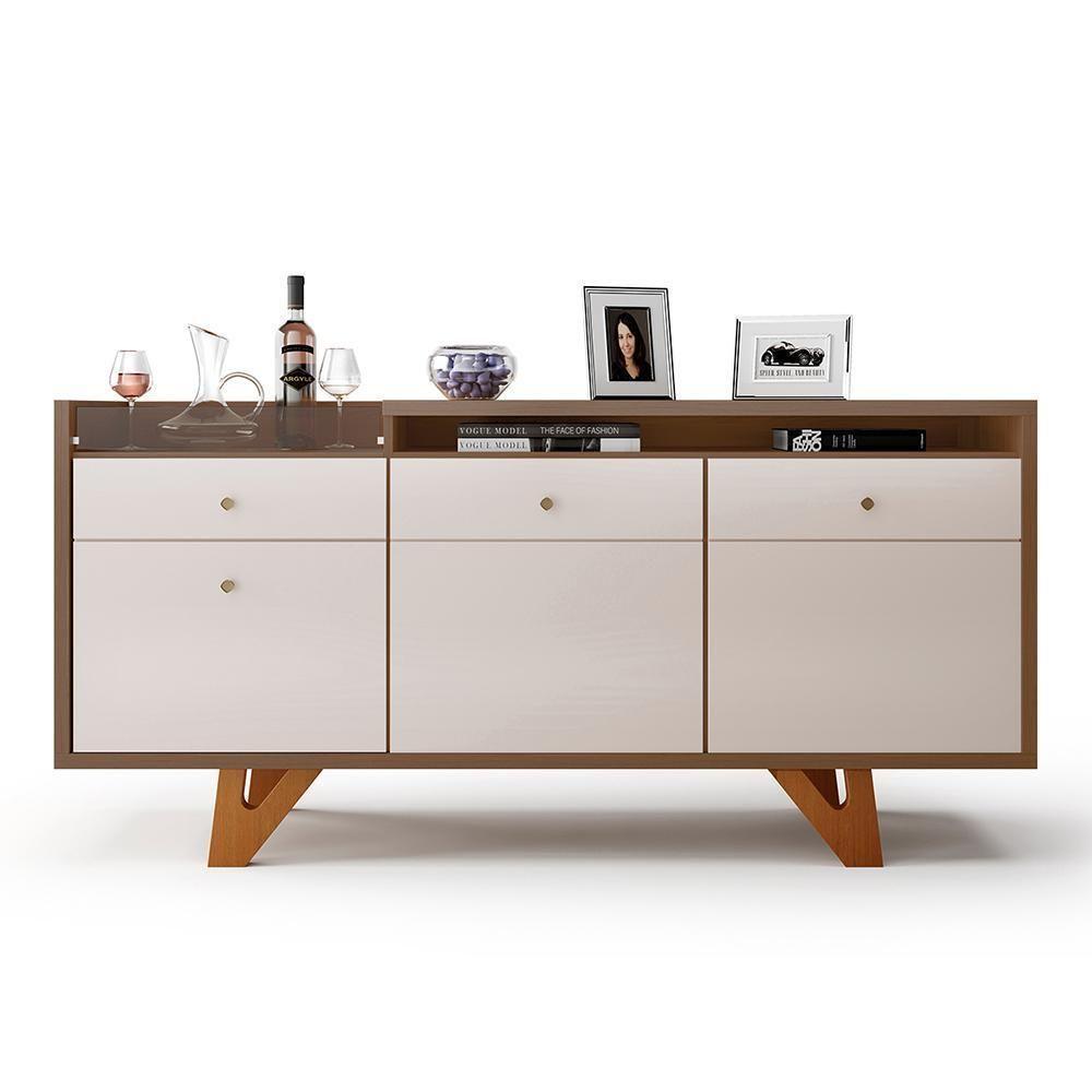 Buffet Aparador Sollare Com 2 Portas E 2 Gavetas Castanho-off White - Hb Móveis Castanho-off White - 6