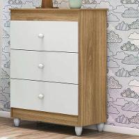 Cômoda Ternura 3 Gavetas - Nature-branco - Peternella Móveis Nature-branco - 2