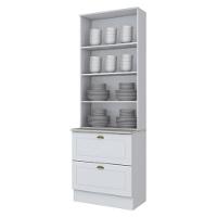 Cristaleira 2 Portas E 2 Gavetas Americana Branco Com Tampo Calcare - Móveis Henn Branco Hp - 3