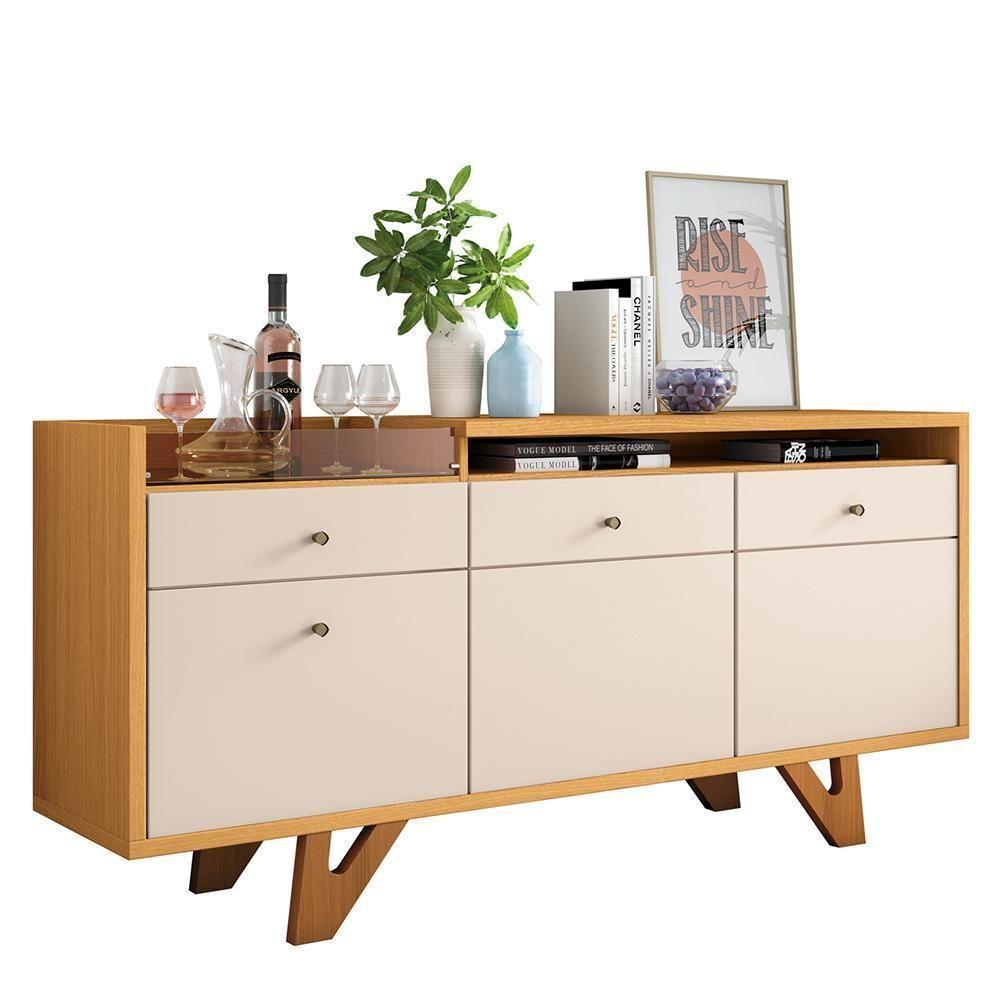 Buffet Aparador Sollare Com 2 Portas E 2 Gavetas Cinamomo-off White - Hb Móveis Cinamomo-off White - 1