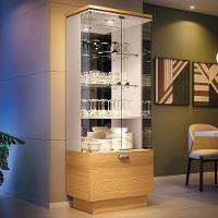 Cristaleira Aura 2 Portas De Vidro E 1 Gaveta Cinamomo-off White - Hb Móveis Cinamomo-off White - 2