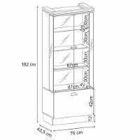 Cristaleira Aura 2 Portas De Vidro E 1 Gaveta Cinamomo-off White - Hb Móveis Cinamomo-off White - 7
