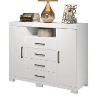 Cômoda Havana Master 2 Portas E 4 Gavetas Branco Com Pés - Santos Andirá Branco - 1