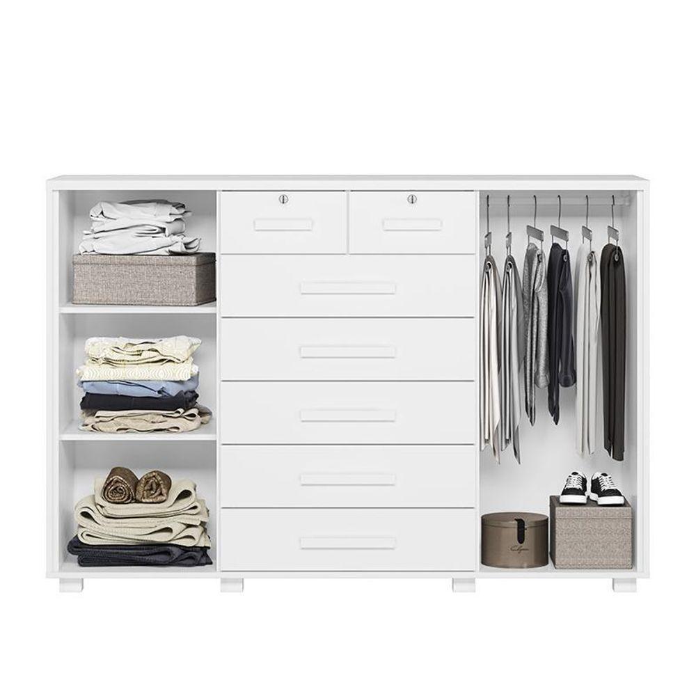 Cômoda Fontana 2 Portas E 7 Gavetas Branco Fosco - Móveis Albatroz Branco Fosco - 3