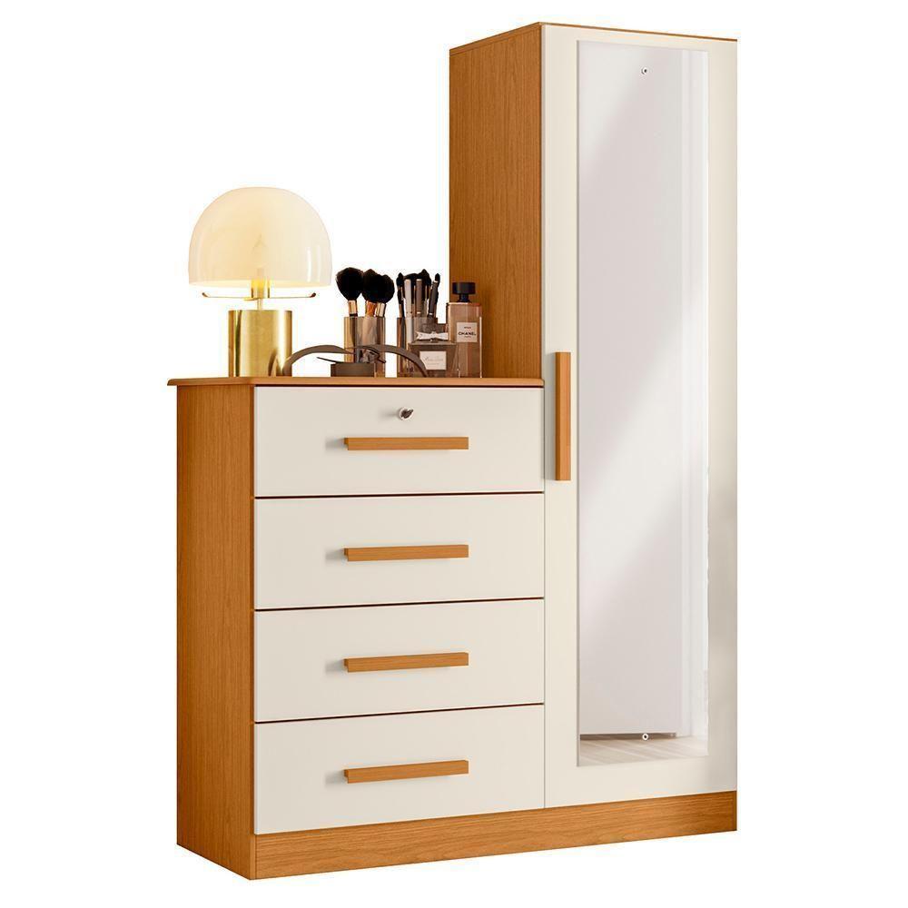 Cômoda Belize Plus Com 1 Porta E 4 Gavetas Cinamomo-off White - Móveis Albatroz Cinamomo-off White - 1