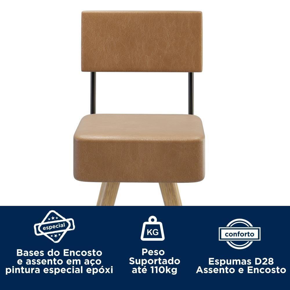 Kit 2 Cadeiras Barcelona 73cm Couríssimo Amarula - Salaone Amarula - 5