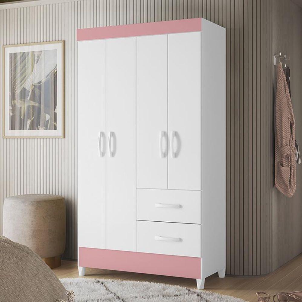 Guarda Roupa Mobi 4 Portas E 2 Gavetas Flex Branco-rosa - Móveis Albatroz Branco-rosa - 2