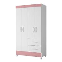 Guarda Roupa Mobi 4 Portas E 2 Gavetas Flex Branco-rosa - Móveis Albatroz Branco-rosa - 1