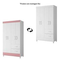 Guarda Roupa Mobi 4 Portas E 2 Gavetas Flex Branco-rosa - Móveis Albatroz Branco-rosa