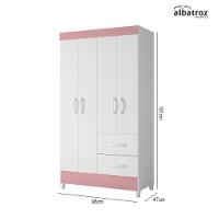 Guarda Roupa Mobi 4 Portas E 2 Gavetas Flex Branco-rosa - Móveis Albatroz Branco-rosa - 5