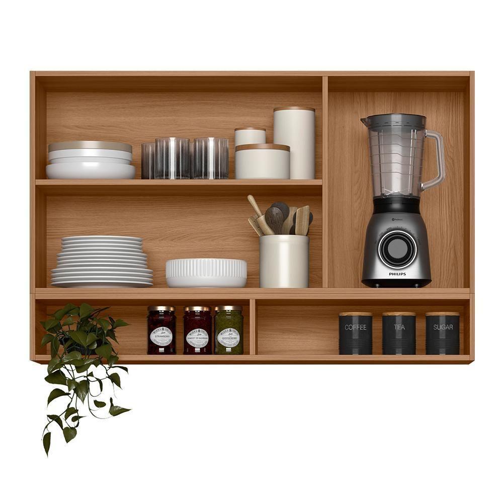 Armário Aéreo Acácia Touch 120cm 3 Portas Ipê-fendy Com Nichos - Nicioli Ipê-fendy - 2