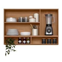 Armário Aéreo Acácia Touch 120cm 3 Portas Ipê-fendy Com Nichos - Nicioli Ipê-fendy - 2