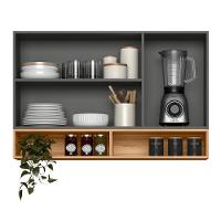 Armário Aéreo Acácia Touch 120cm 3 Portas Chumbo-freijó Com Nichos - Nicioli Chumbo-freijó - 3