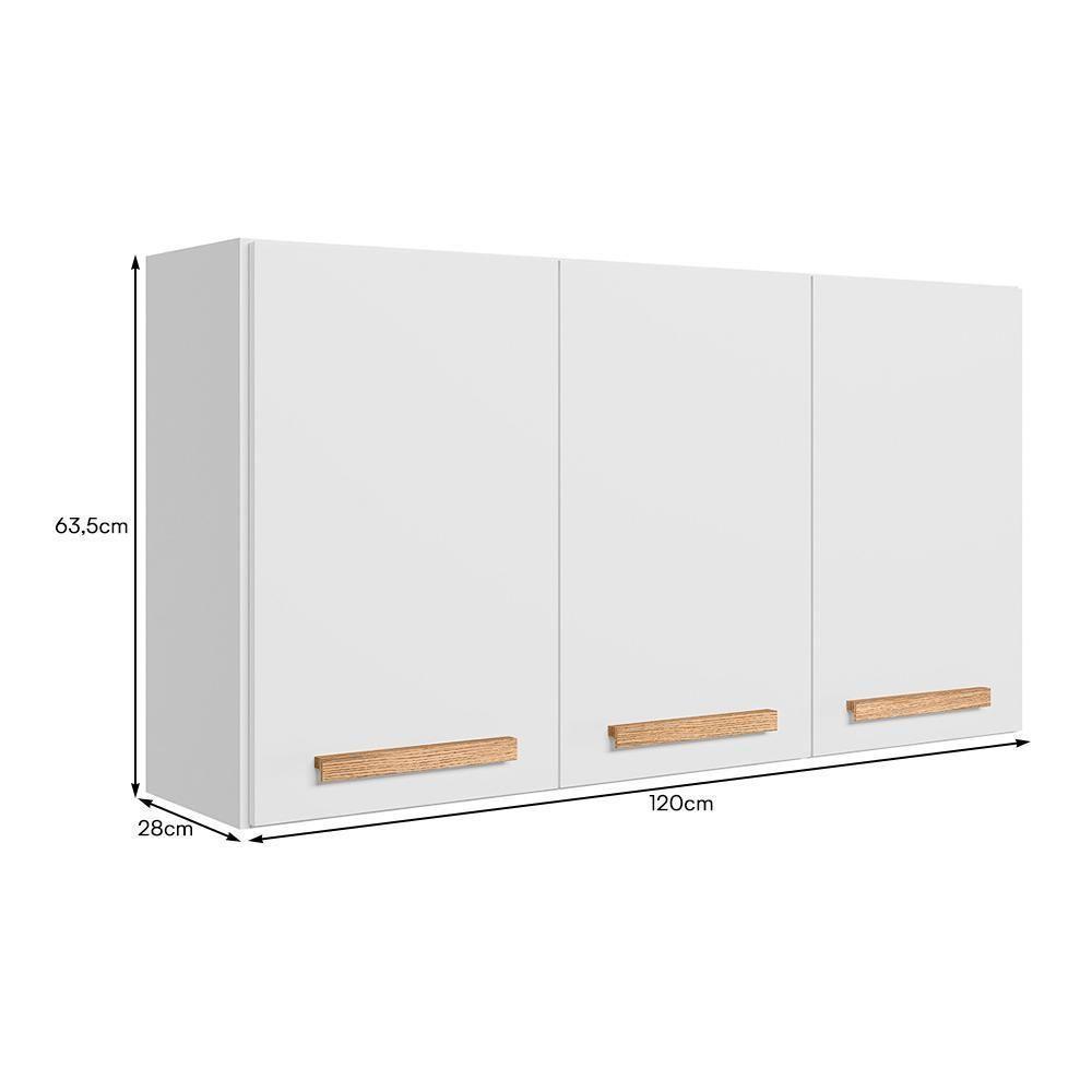 Armário Aéreo Intenza 120cm 3 Portas Branco - Nicioli Branco - 4