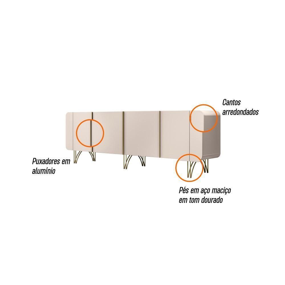 Sala De Jantar Com Cristaleira évora E Balcão Buffet Saluti Off White - Hb Móveis Off White - 5