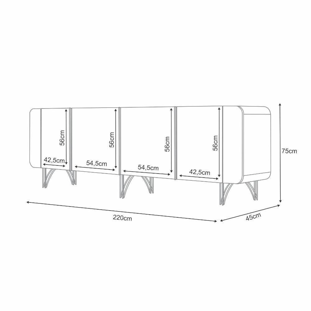 Sala De Jantar Com Cristaleira évora E Balcão Buffet Saluti Off White - Hb Móveis Off White - 6