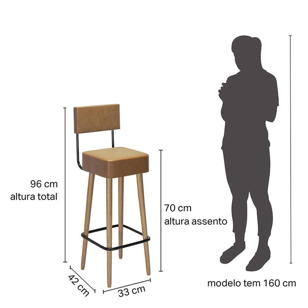 Kit 4 Banquetas Barcelona 96cm Couríssimo Amarula - Salaone Amarula - 5