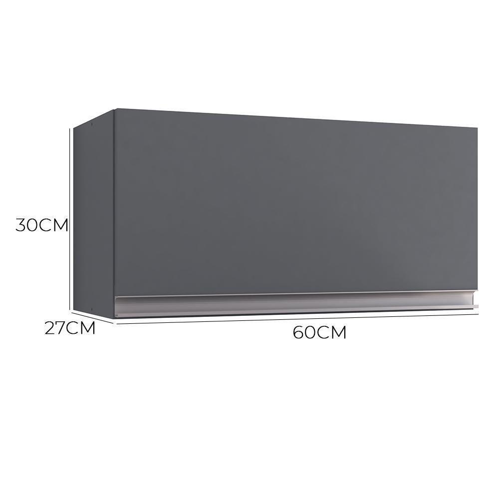 Armário Aéreo Geladeira Andréia 60cm 1 Porta Cinza - Ajl Móveis Cinza - 3