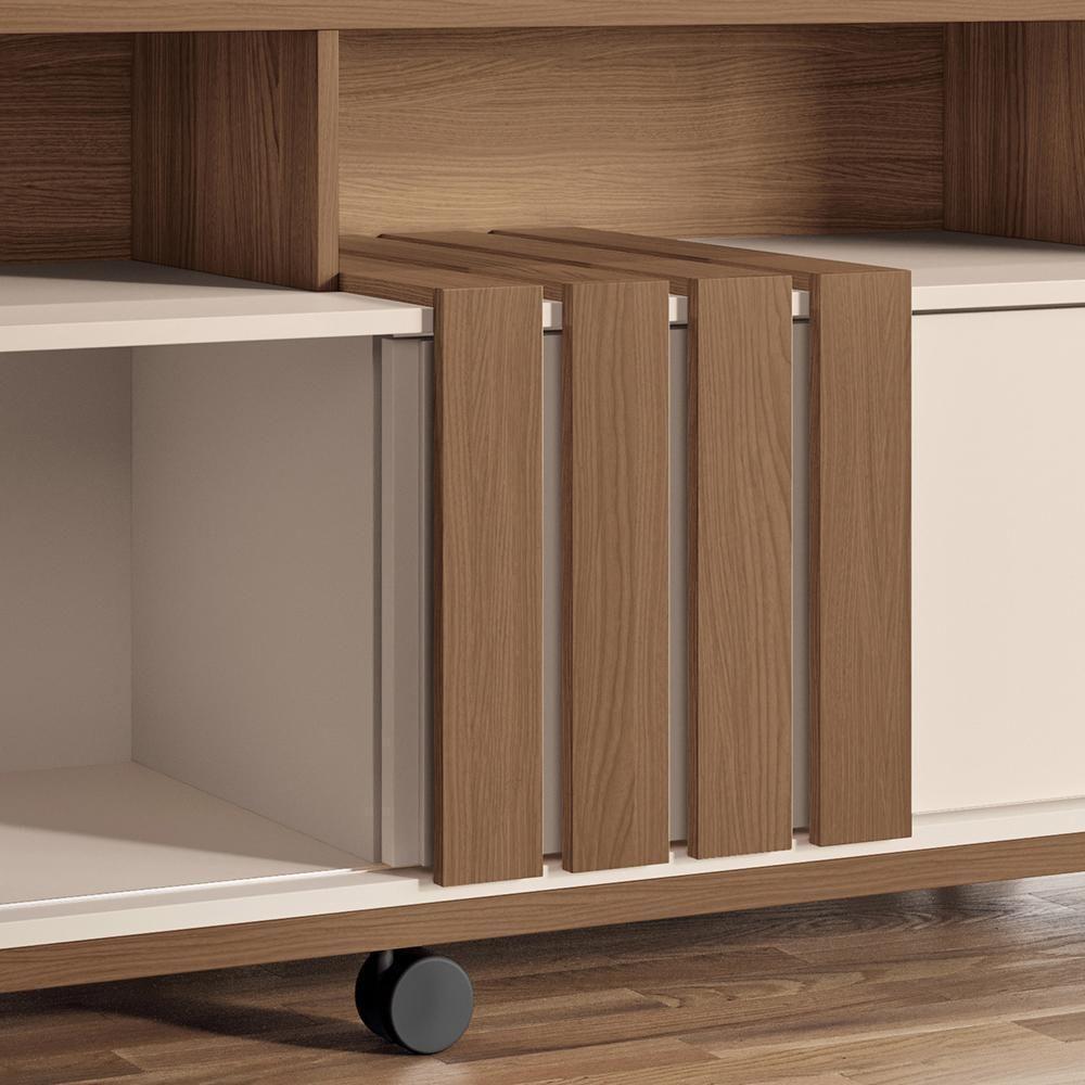 Rack Bancada Graci 1.3 Castanho-off White Para Tv Até 50? - Hb Móveis Castanho-off White - 2