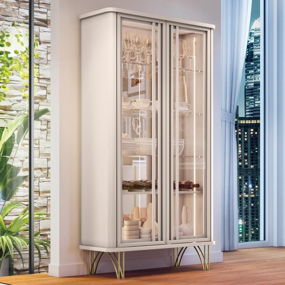 Cristaleira évora Off White 2 Portas De Vidro - Hb Móveis Off White - 2