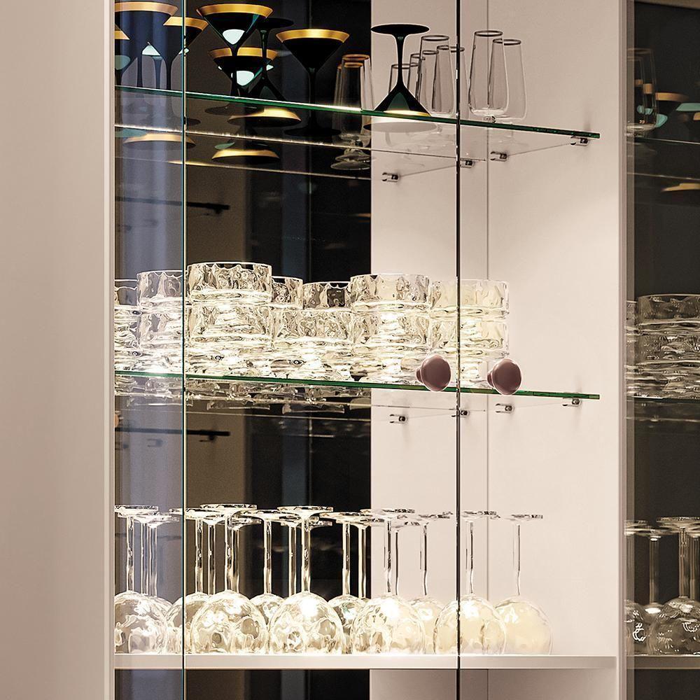 Cristaleira Aura 2 Portas De Vidro E 1 Gaveta Castanho-off White - Hb Móveis Castanho-off White - 4