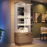 Cristaleira Aura 2 Portas De Vidro E 1 Gaveta Castanho-off White - Hb Móveis Castanho-off White - 2