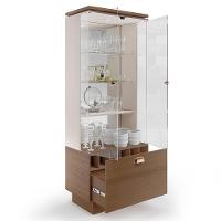 Cristaleira Aura 2 Portas De Vidro E 1 Gaveta Castanho-off White - Hb Móveis Castanho-off White - 6