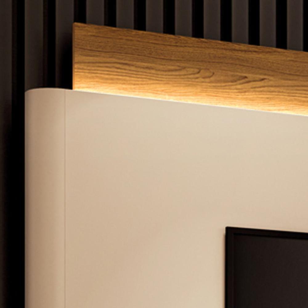 Painel Para Tv 85 Pol Orgânico Com Led 208cm Aslan B01 Off White Cinamomo - Lyam Decor - 3