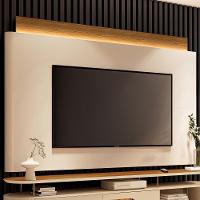 Painel Para Tv 85 Pol Orgânico Com Led 208cm Aslan B01 Off White Cinamomo - Lyam Decor
