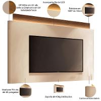 Painel Para Tv 85 Pol Orgânico Com Led 208cm Aslan B01 Off White Cinamomo - Lyam Decor - 5