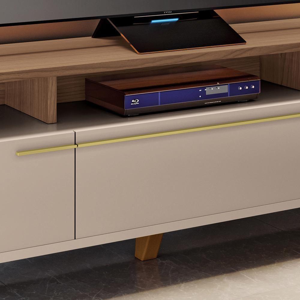 Rack Bancada Essenza Com Painel Link 2.0 Off White-castanho Para Tv Até 70? - Hb Móveis Off White-castanho - 3