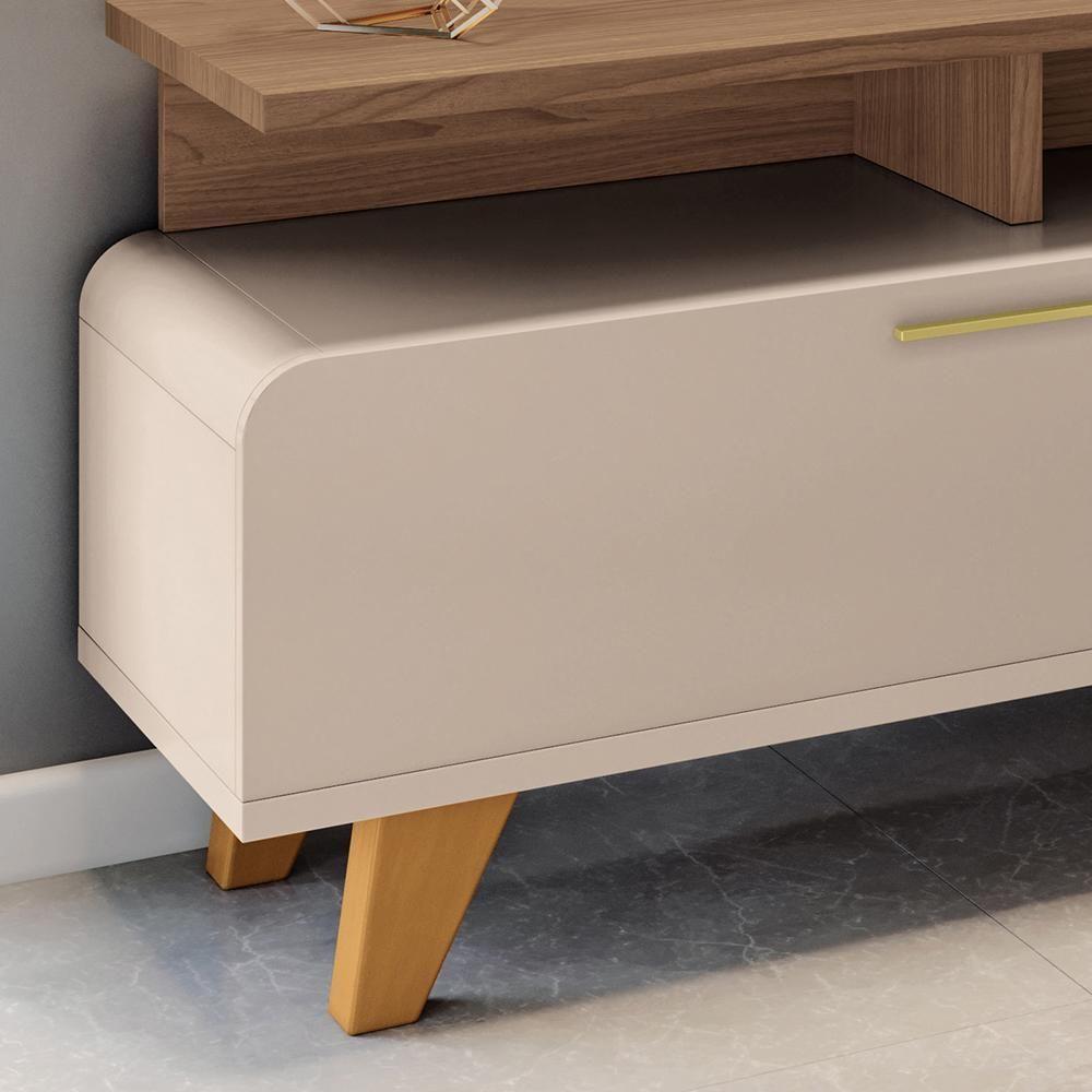 Rack Bancada Essenza Com Painel Link 2.0 Off White-castanho Para Tv Até 70? - Hb Móveis Off White-castanho - 4