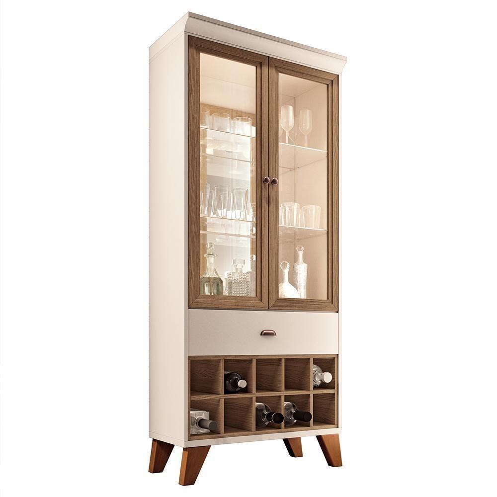 Cristaleira ópera 2 Portas E 1 Gaveta Off White-castanho - Hb Móveis Off White-castanho - 1