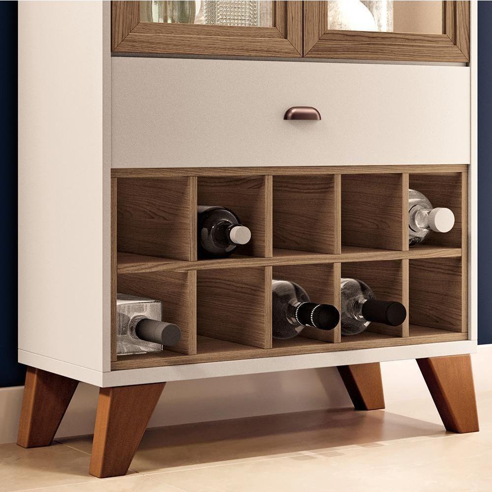 Cristaleira ópera 2 Portas E 1 Gaveta Off White-castanho - Hb Móveis Off White-castanho - 4