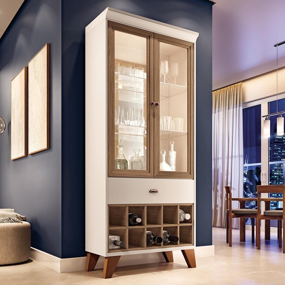 Cristaleira ópera 2 Portas E 1 Gaveta Off White-castanho - Hb Móveis Off White-castanho - 5