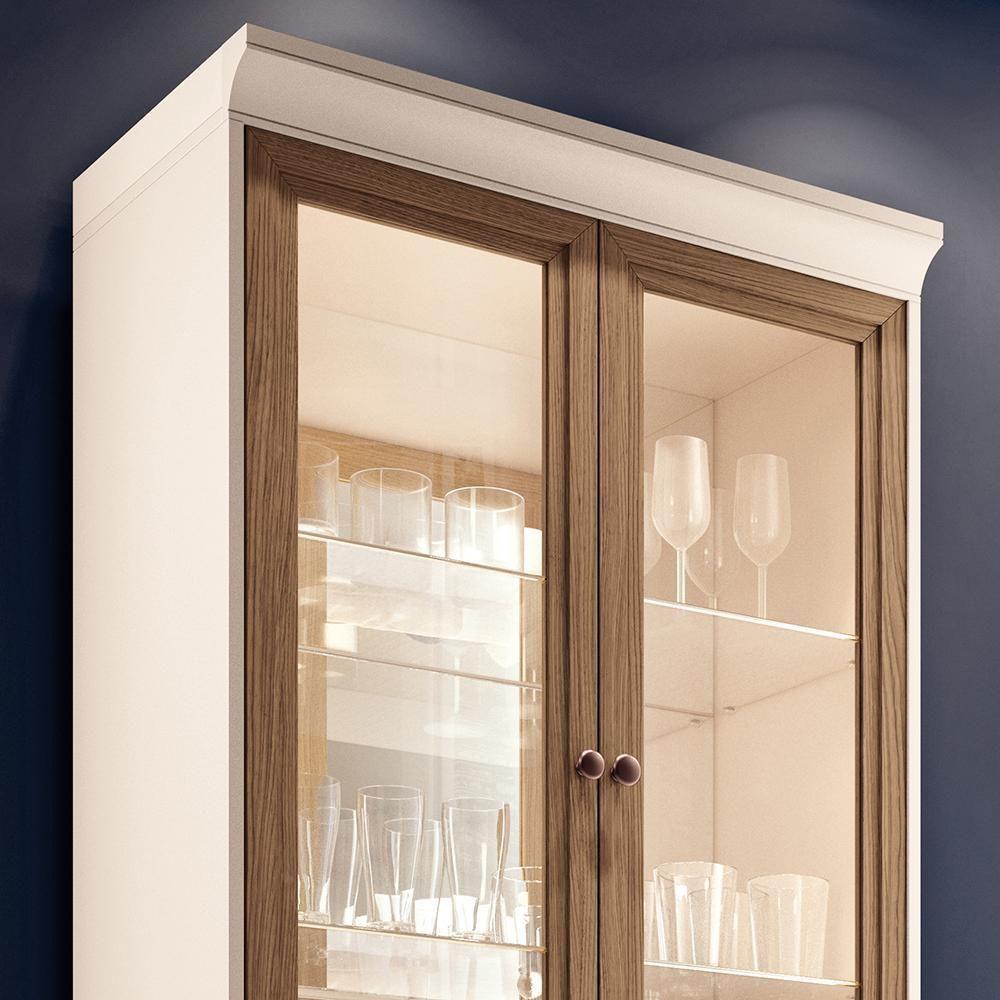 Cristaleira ópera 2 Portas E 1 Gaveta Off White-castanho - Hb Móveis Off White-castanho - 6