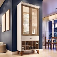 Cristaleira ópera 2 Portas E 1 Gaveta Off White-castanho - Hb Móveis Off White-castanho - 5