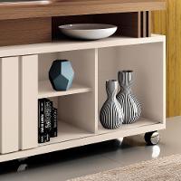 Rack Bancada Briz 1.3 Off White-castanho Para Tv Até 50? - Hb Móveis Off White-castanho