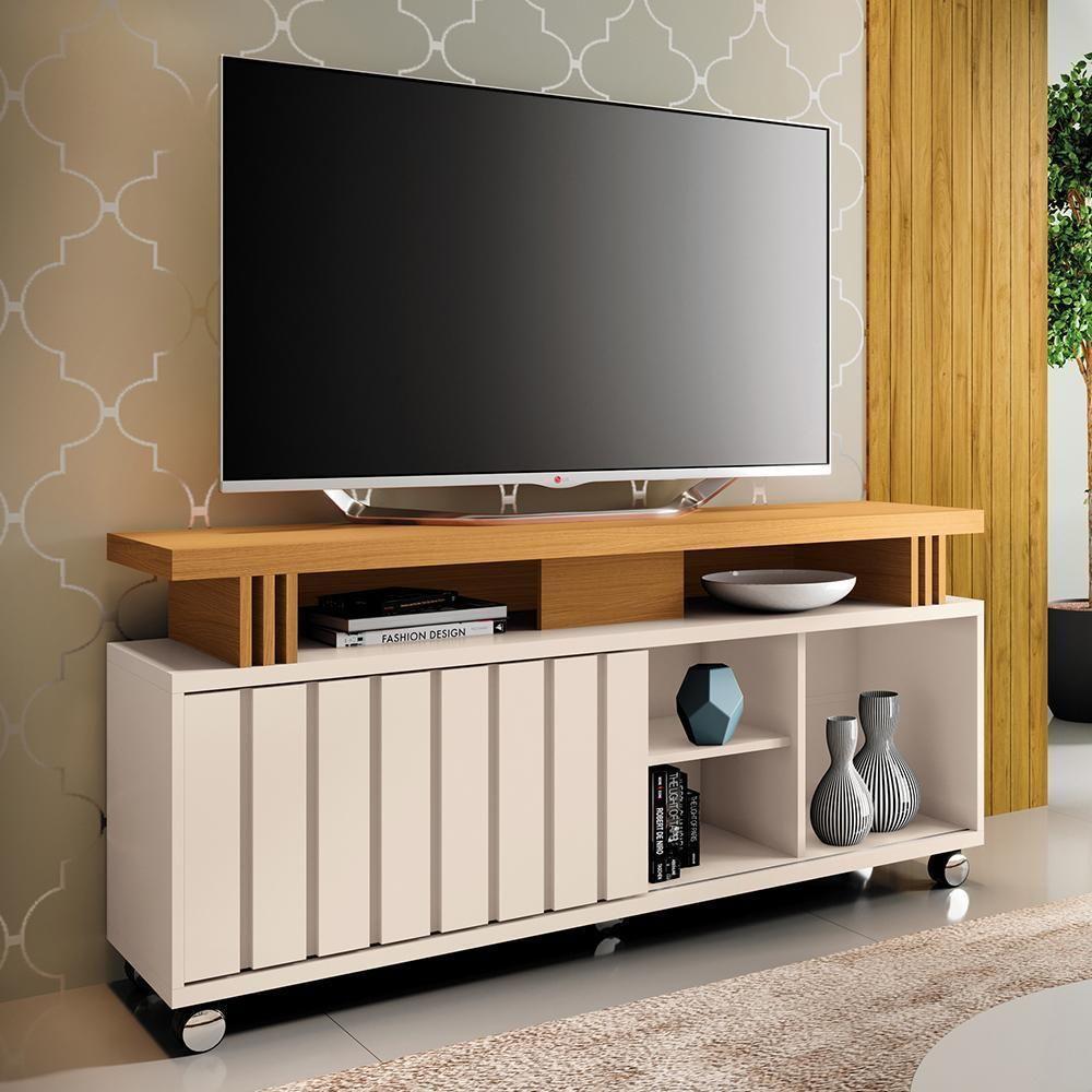 Rack Bancada Briz 1.3 Off White-cinamomo Para Tv Até 50? - Hb Móveis Off White-cinamomo - 2