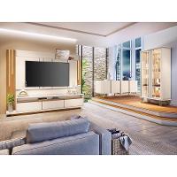 Sala De Estar Estante Home Montane, Cristaleira évora E Buffet Saluti Off White - Hb Móveis Off White - 2