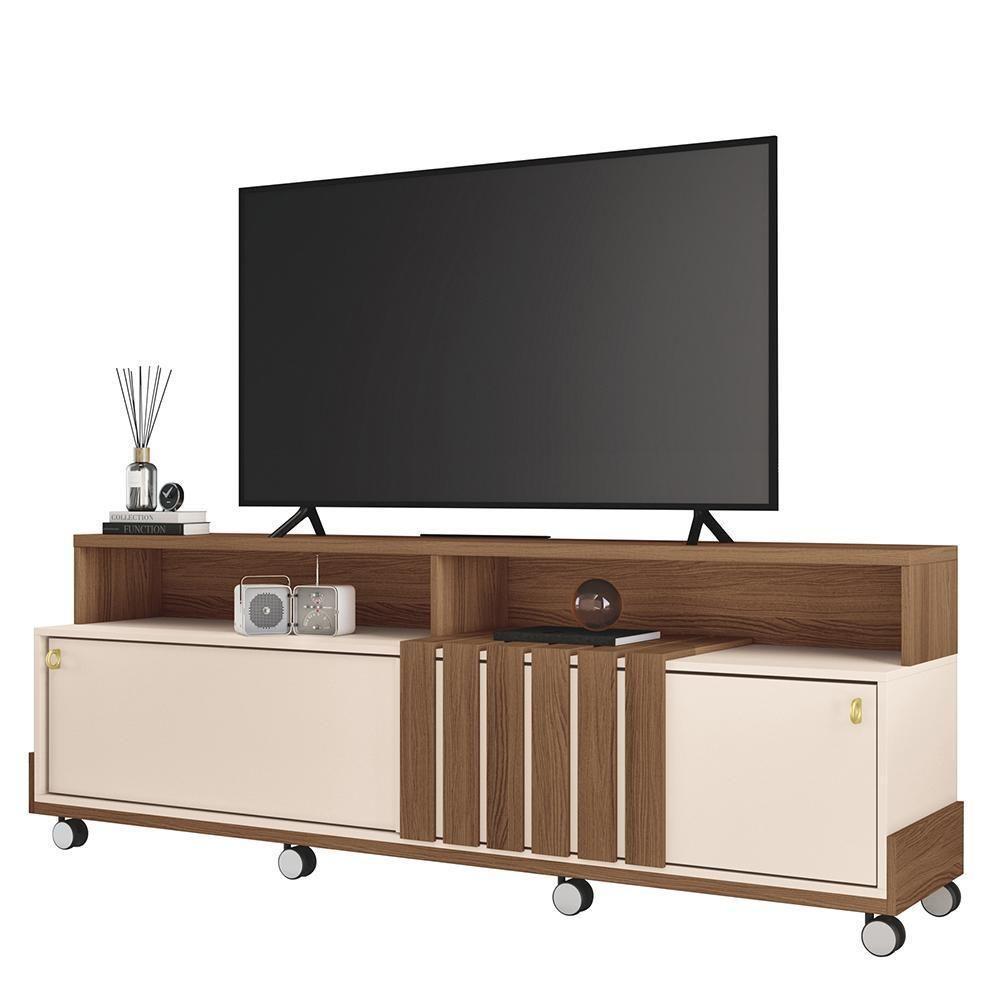 Rack Bancada Graci 1.8 Castanho-off White Para Tv Até 70? - Hb Móveis Castanho-off White - 1