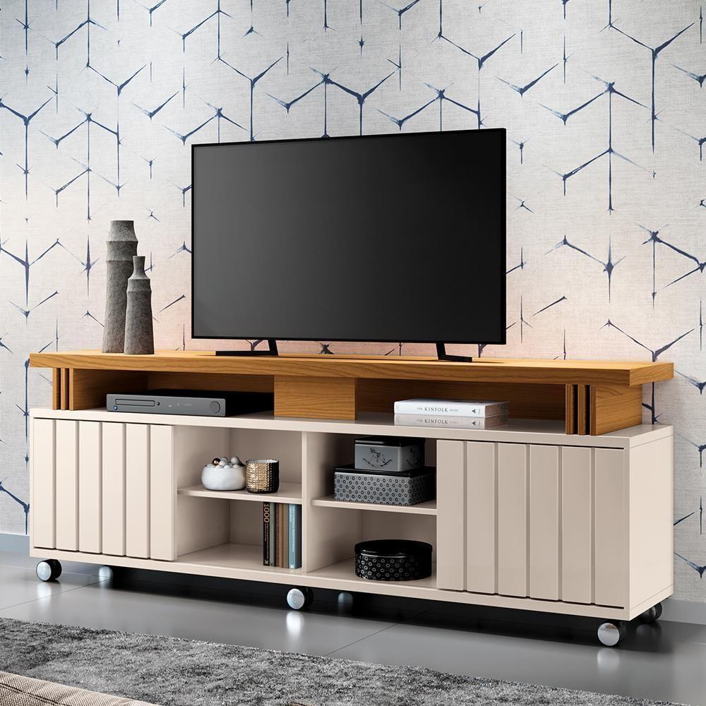 Rack Bancada Briz 1.8 Off White-cinamomo Para Tv Até 70? - Hb Móveis Off White-cinamomo - 2