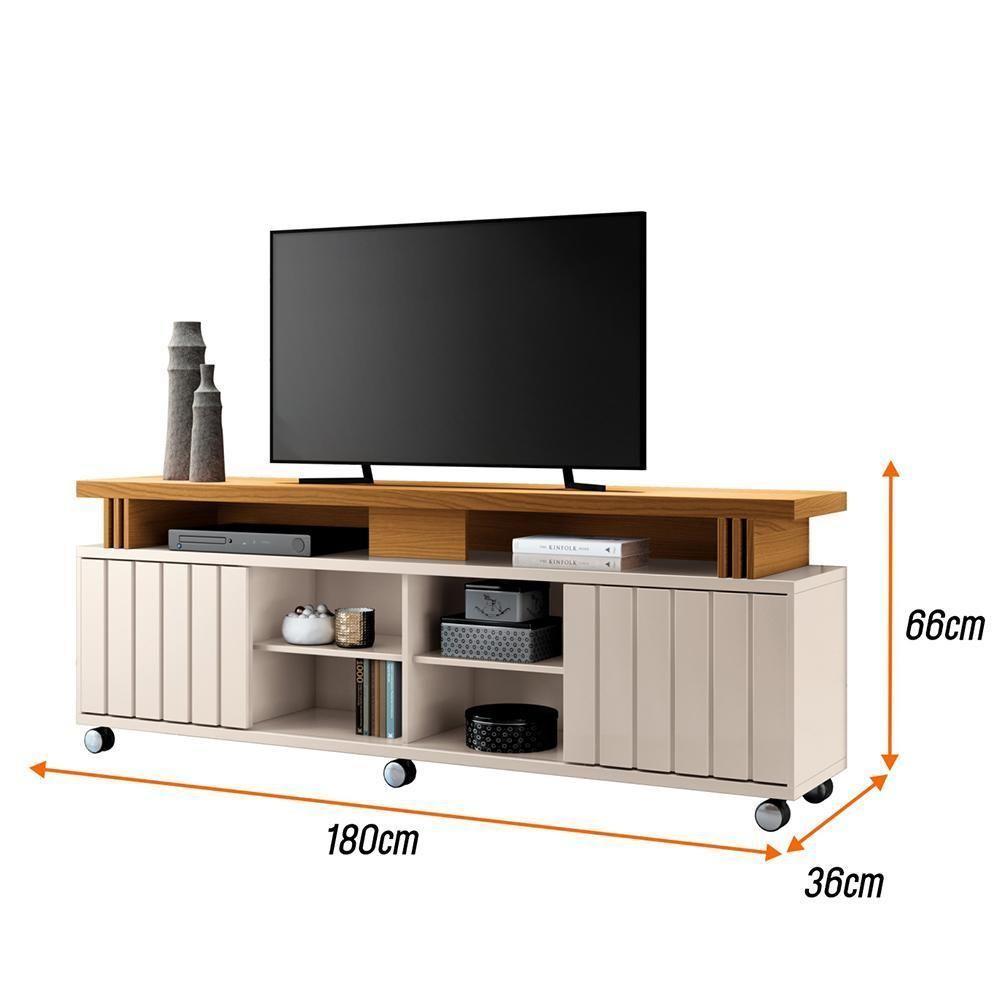 Rack Bancada Briz 1.8 Off White-cinamomo Para Tv Até 70? - Hb Móveis Off White-cinamomo - 4
