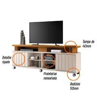 Rack Bancada Briz 1.8 Off White-cinamomo Para Tv Até 70? - Hb Móveis Off White-cinamomo - 3