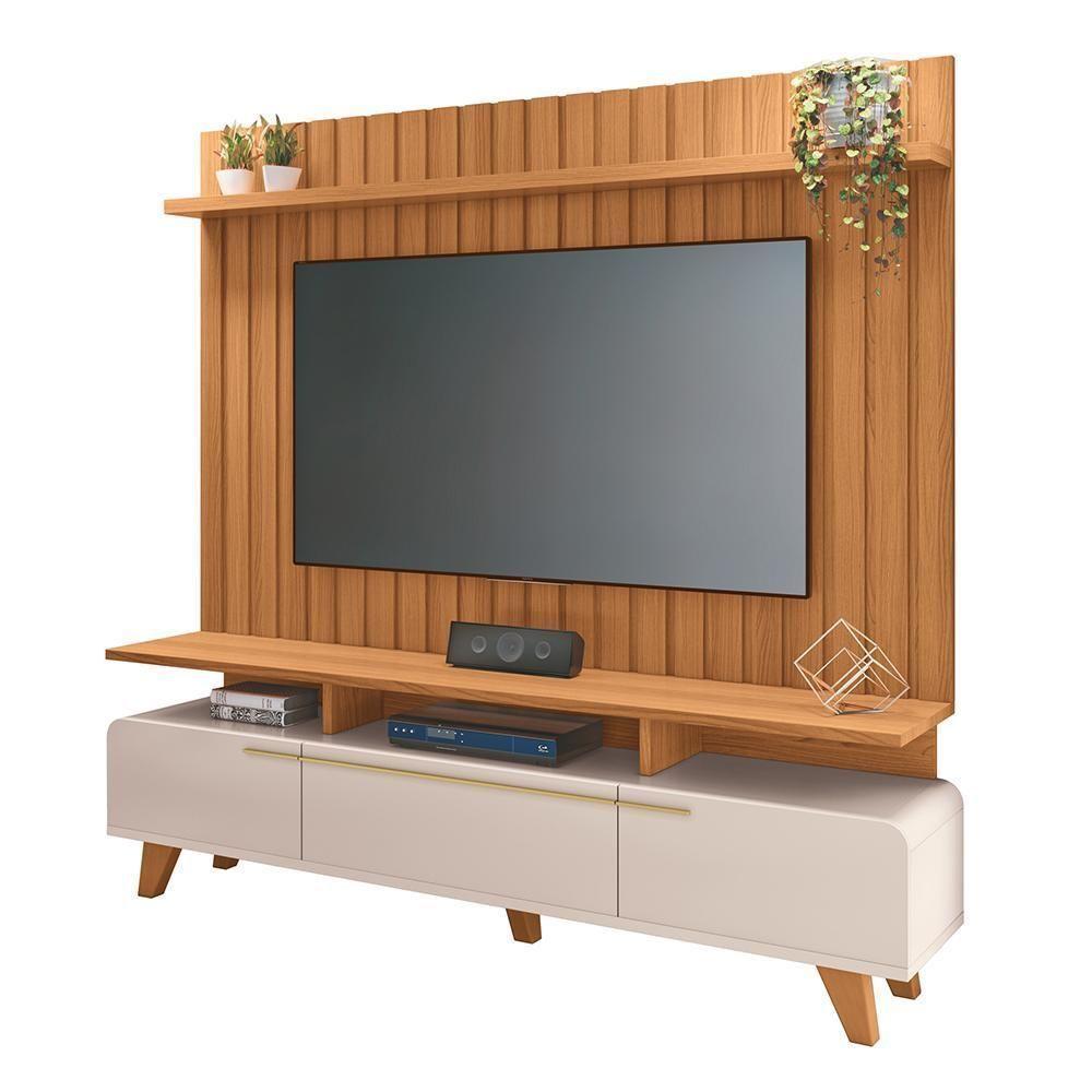Rack Bancada Essenza Com Painel Link 2.0 Off White-cinamomo Para Tv Até 70? - Hb Móveis Off White-cinamomo - 1