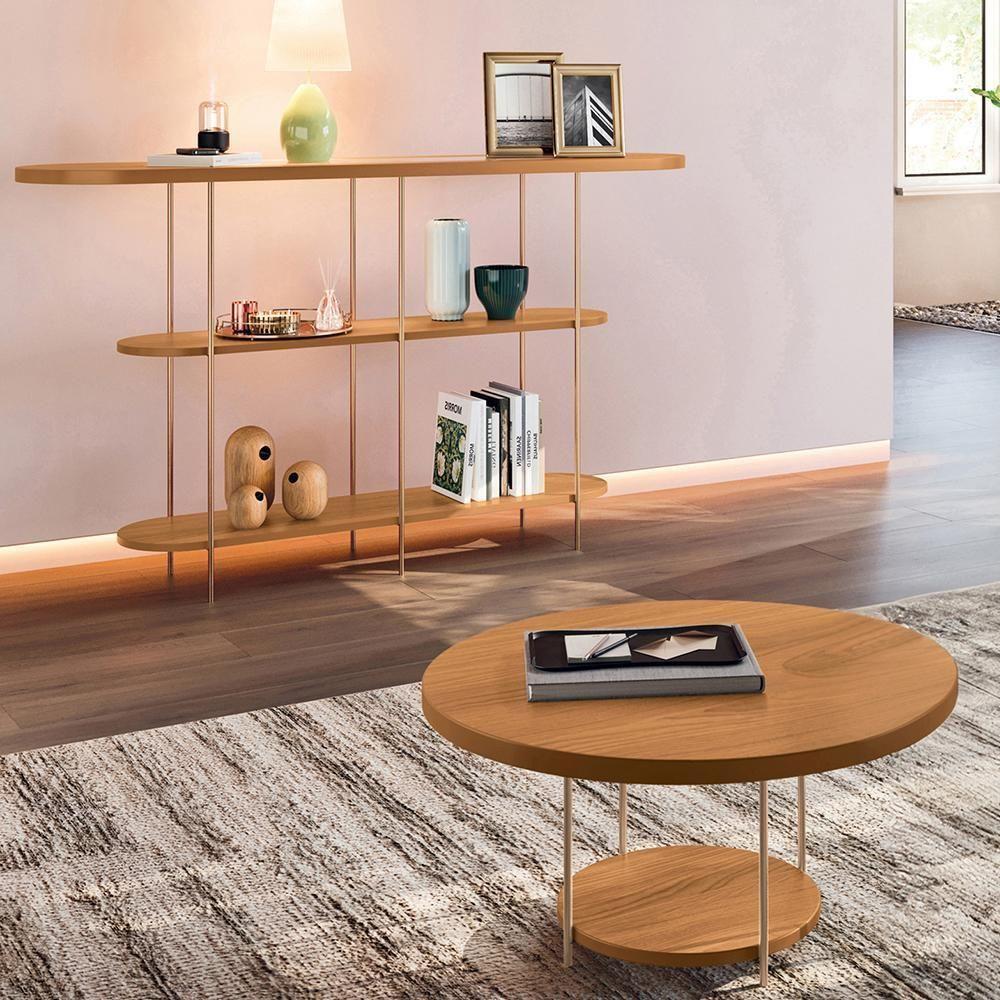 Aparador Intinity E Mesa De Centro Sky Com Tampo Em Mdf Cinamomo - Hb Móveis Cinamomo - 2