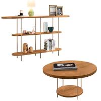 Aparador Intinity E Mesa De Centro Sky Com Tampo Em Mdf Cinamomo - Hb Móveis Cinamomo - 1