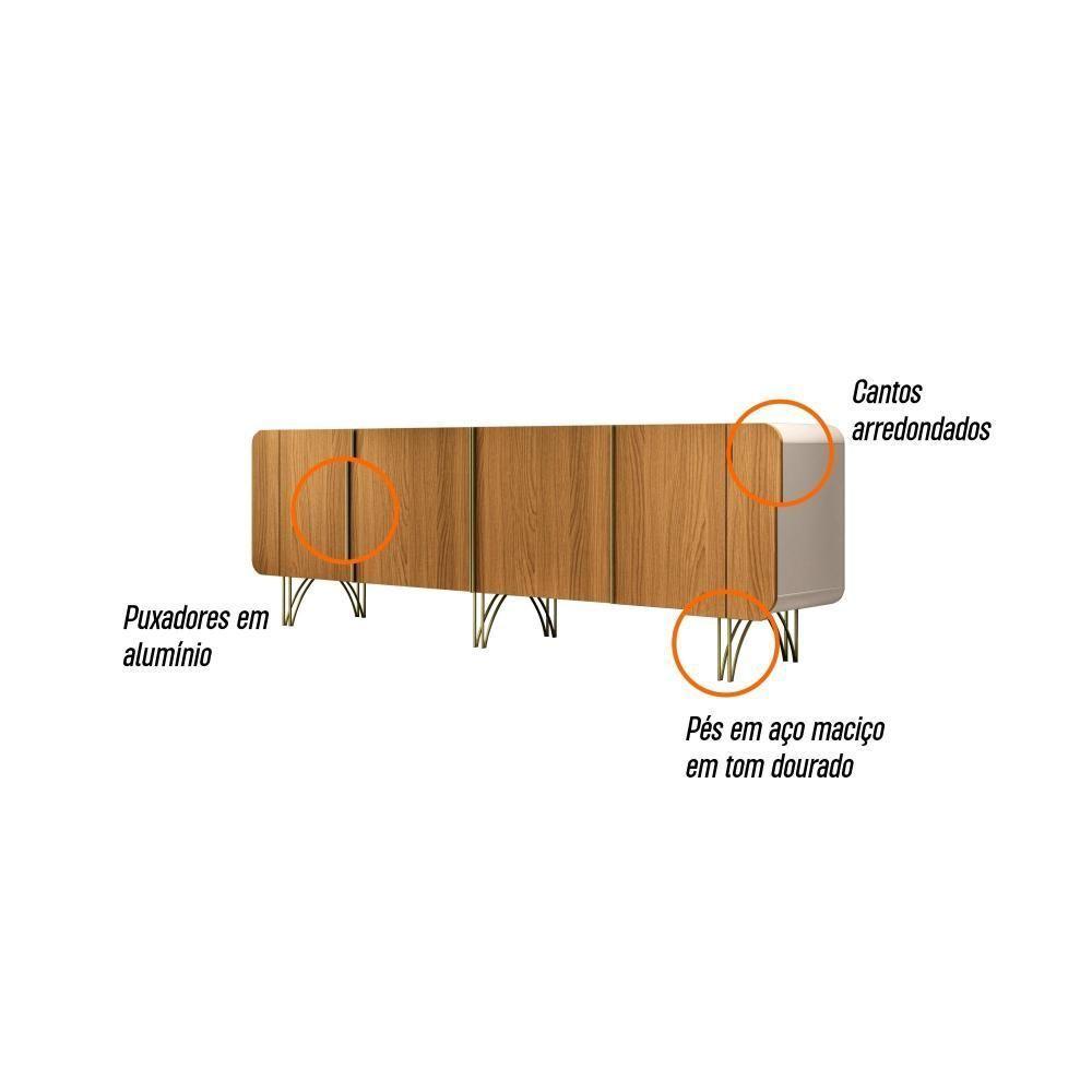 Sala De Estar Estante Home Montane, Cristaleira évora E Buffet Saluti Off White-cinamomo - Hb Móveis Off White-cinamomo - 5