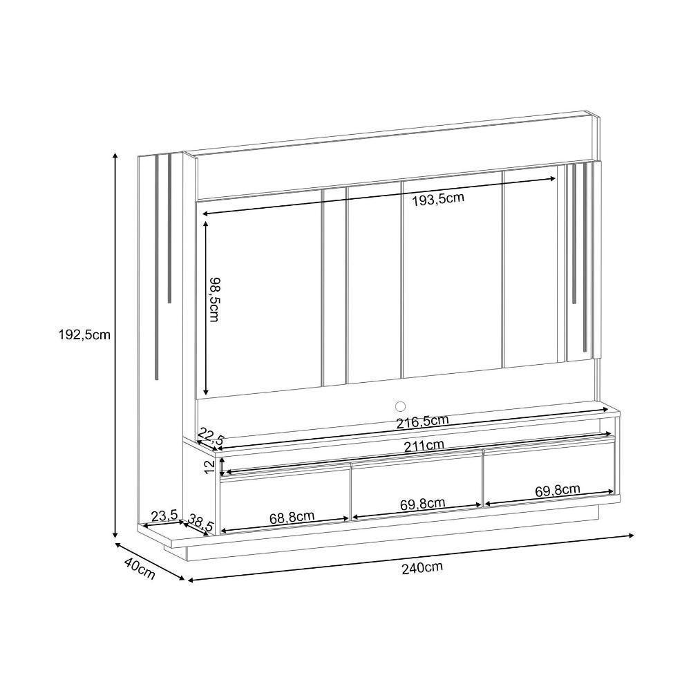 Sala De Estar Estante Home Montane, Cristaleira évora E Buffet Saluti Off White-cinamomo - Hb Móveis Off White-cinamomo - 6